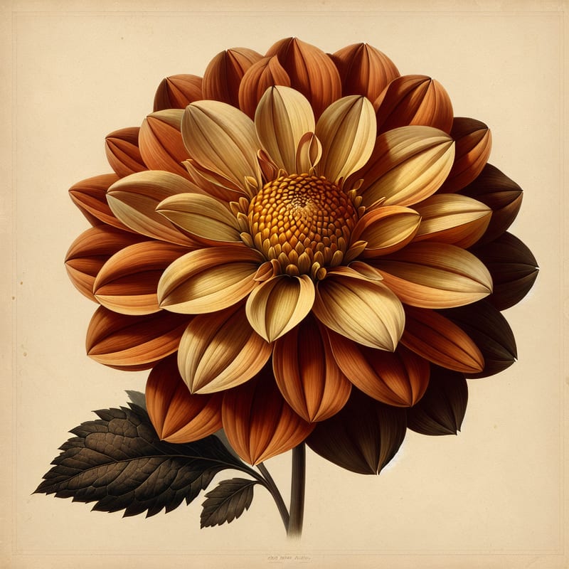 Botanical illustration of Bishop of York dahlia