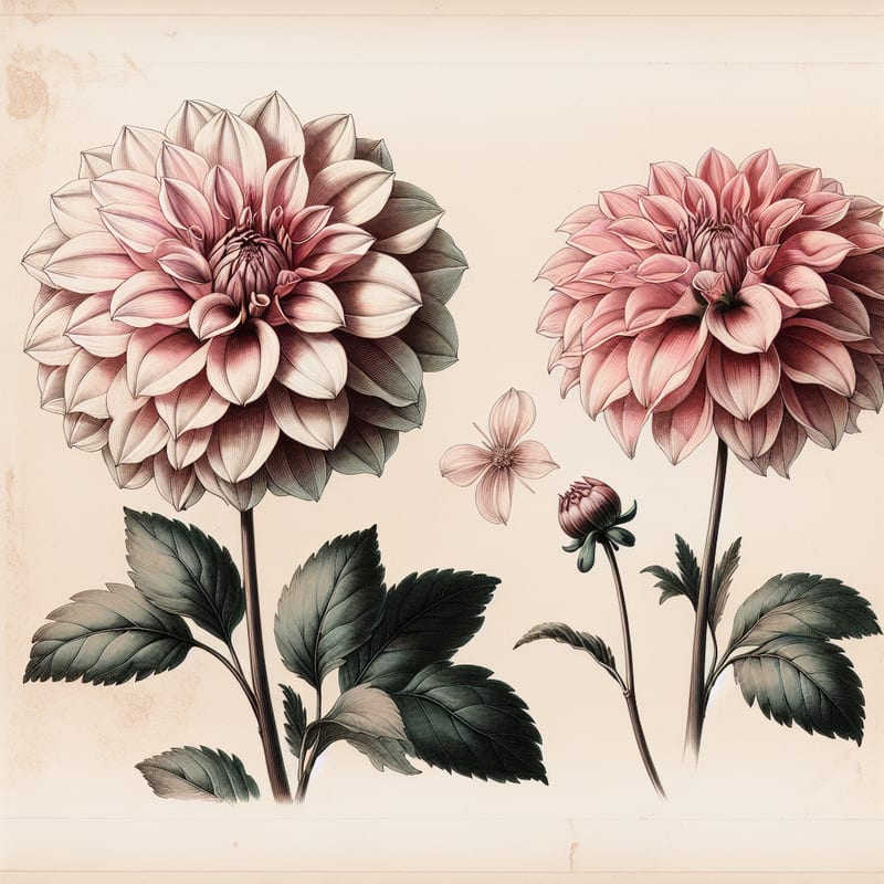 Botanical illustration of Cafe au Lait Royal dahlia