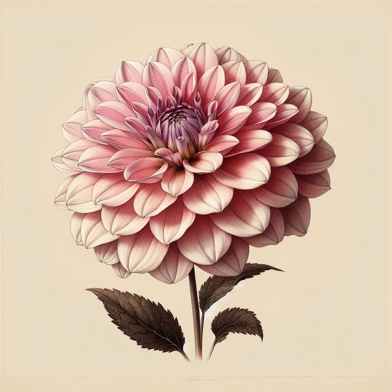 Botanical illustration of Cafe au Lait Twotone dahlia