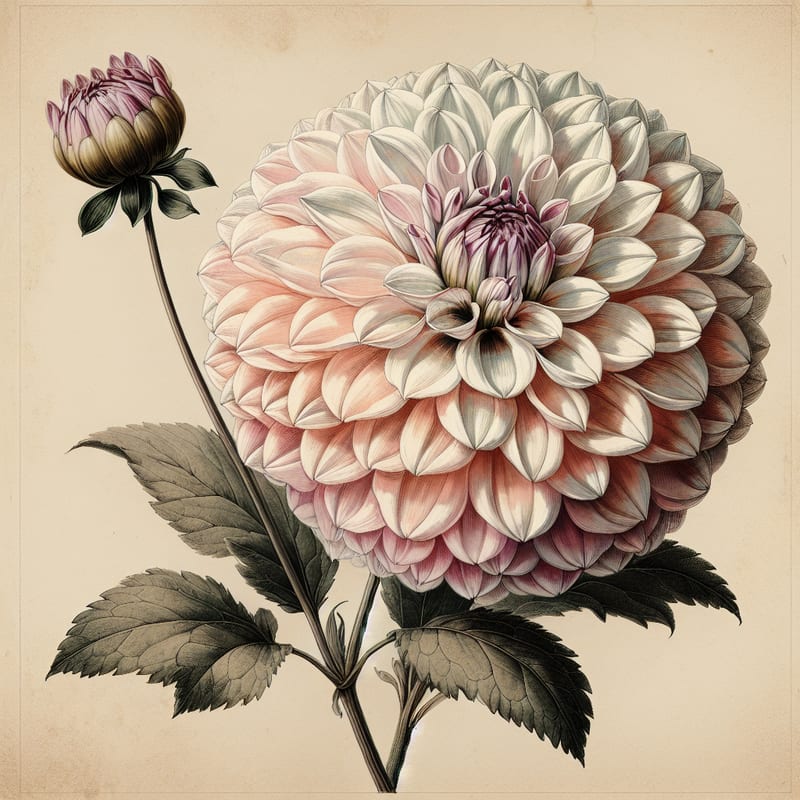 Botanical illustration of Eveline dahlia
