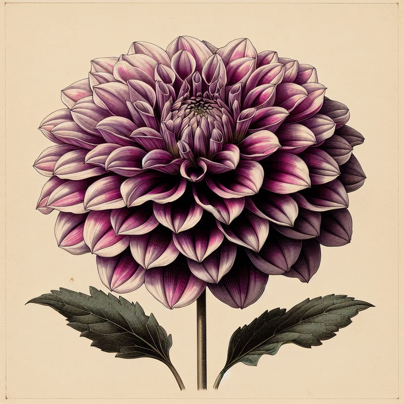 Botanical illustration of Fascination dahlia
