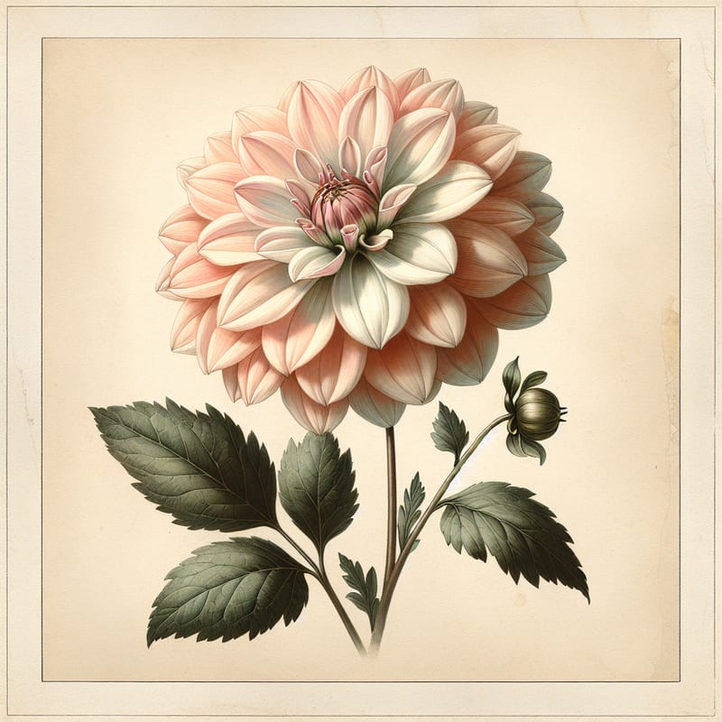 Botanical illustration of Ferncliff Illusion dahlia