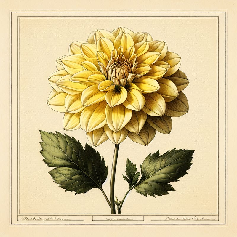 Botanical illustration of Gallery Art Fair dahlia