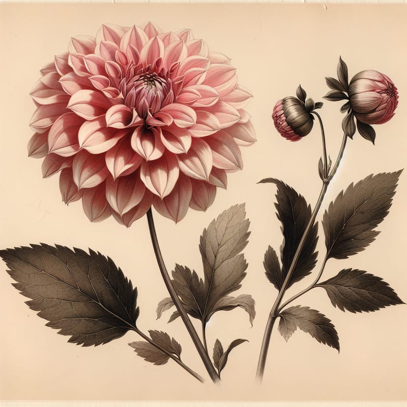 Botanical illustration of Gallery Rembrandt dahlia