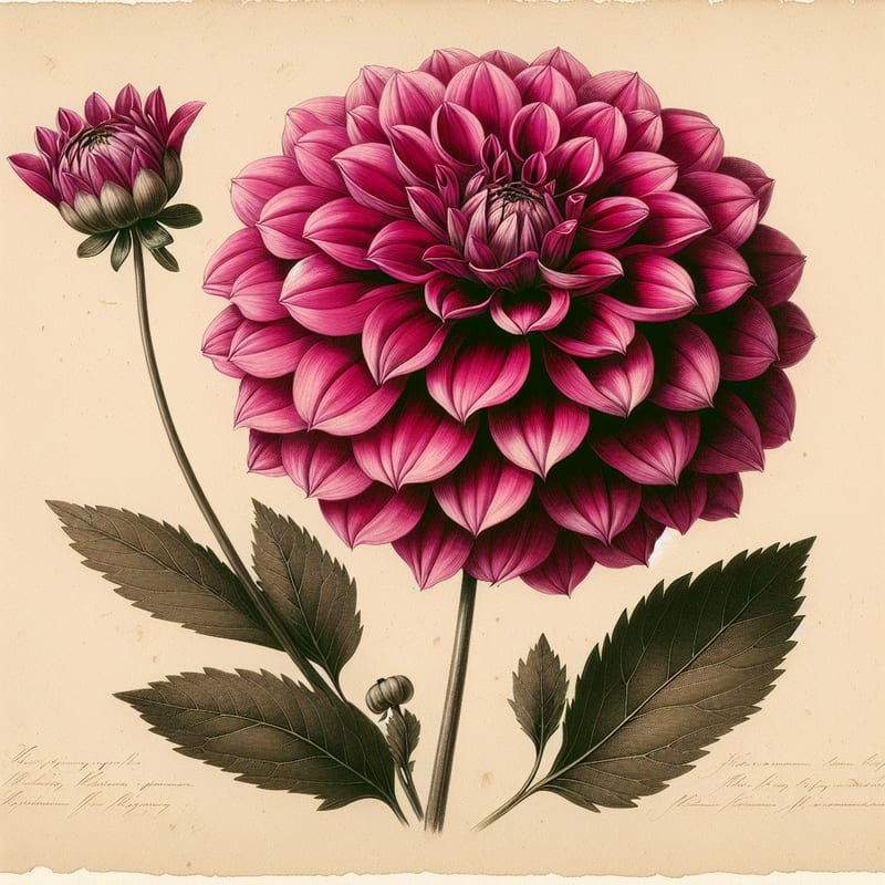 Botanical illustration of Gallery Singer dahlia