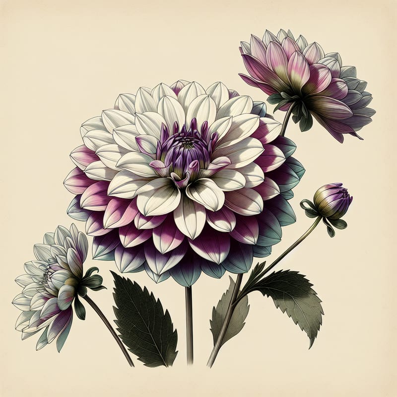 Botanical illustration of Gallery Vermeer dahlia