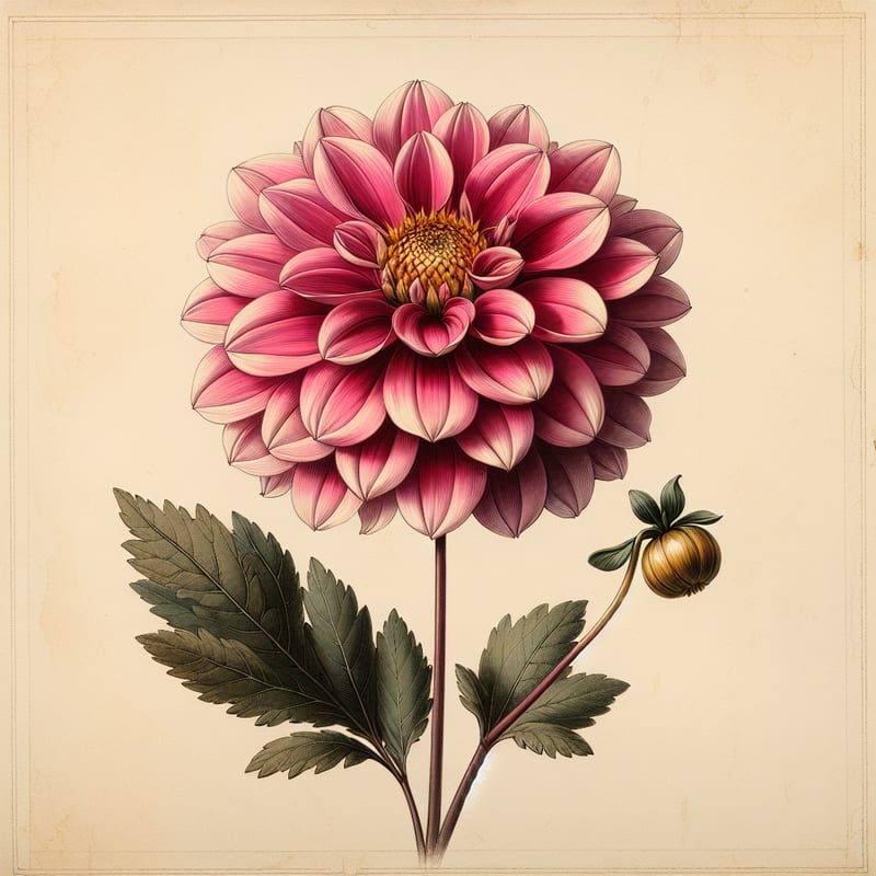 Botanical illustration of Happy Single Date dahlia
