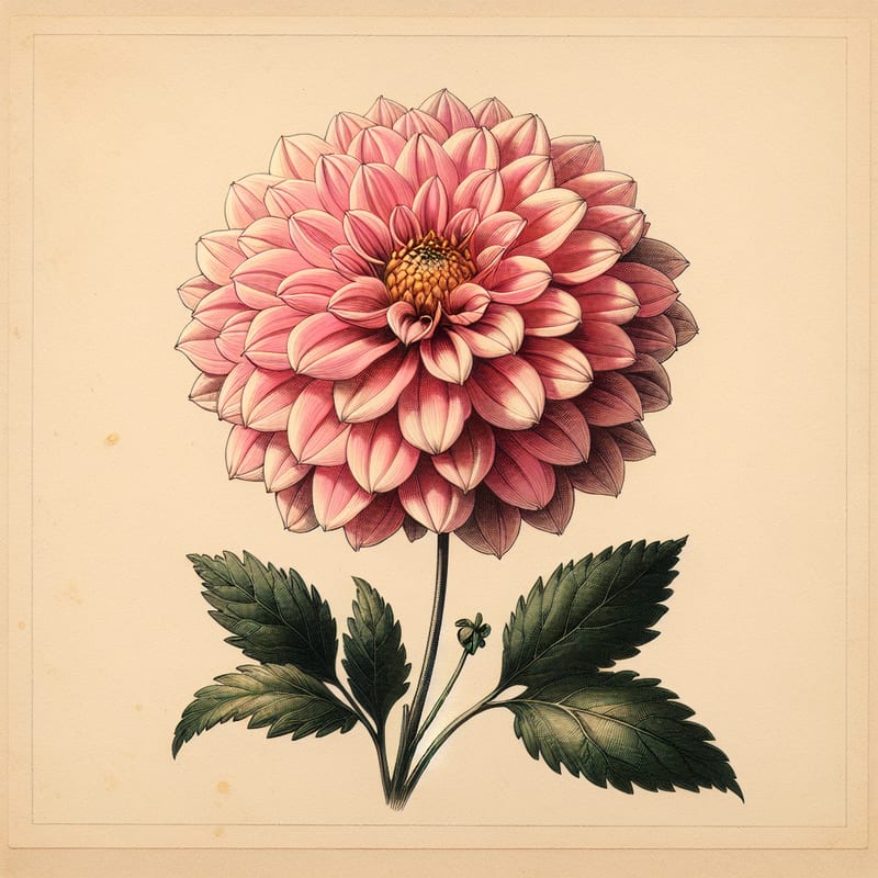 Botanical illustration of Happy Single Wink dahlia