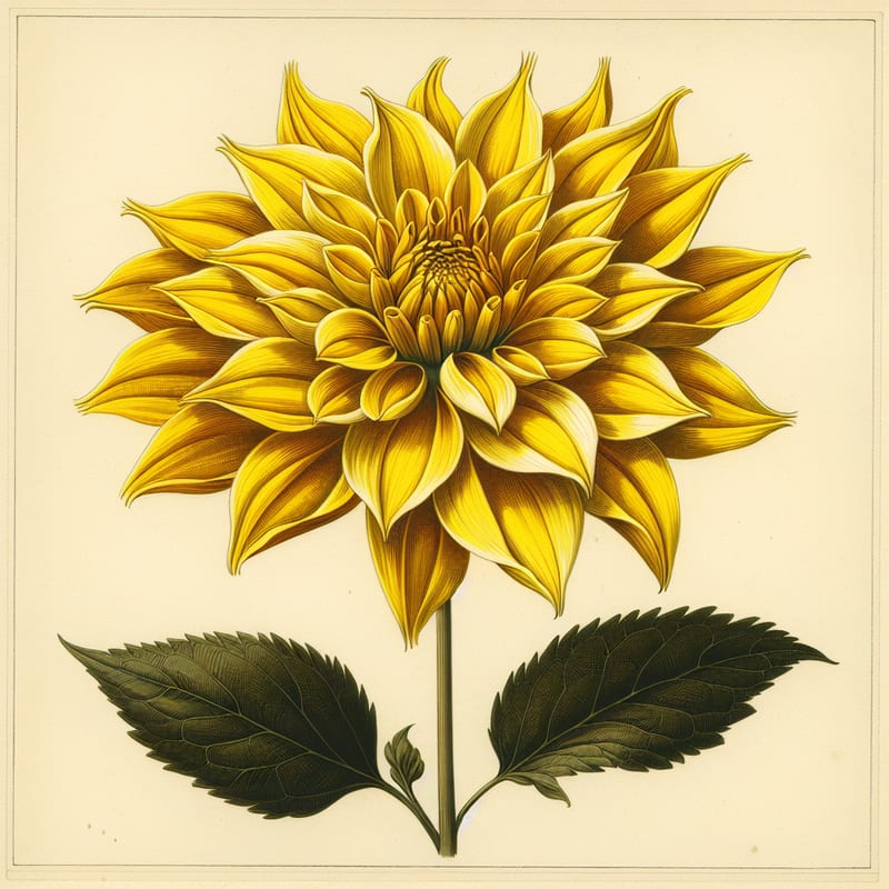 Botanical illustration of Honka dahlia