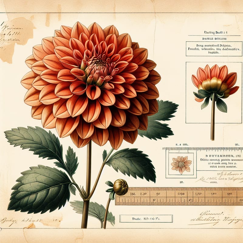 Botanical illustration of Jomanda dahlia