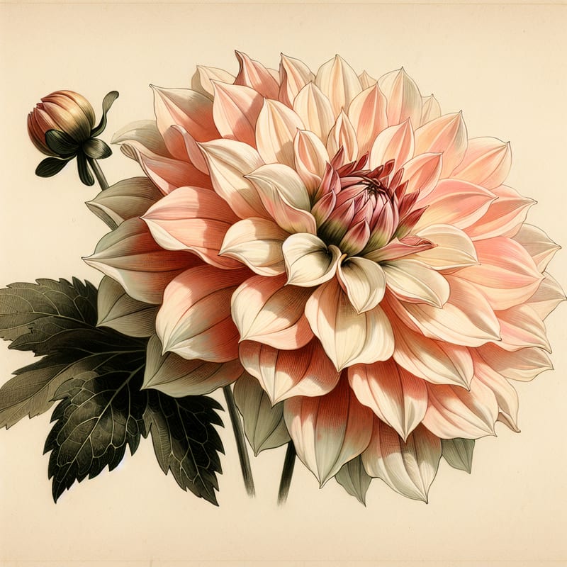 Botanical illustration of Karma Amanda dahlia