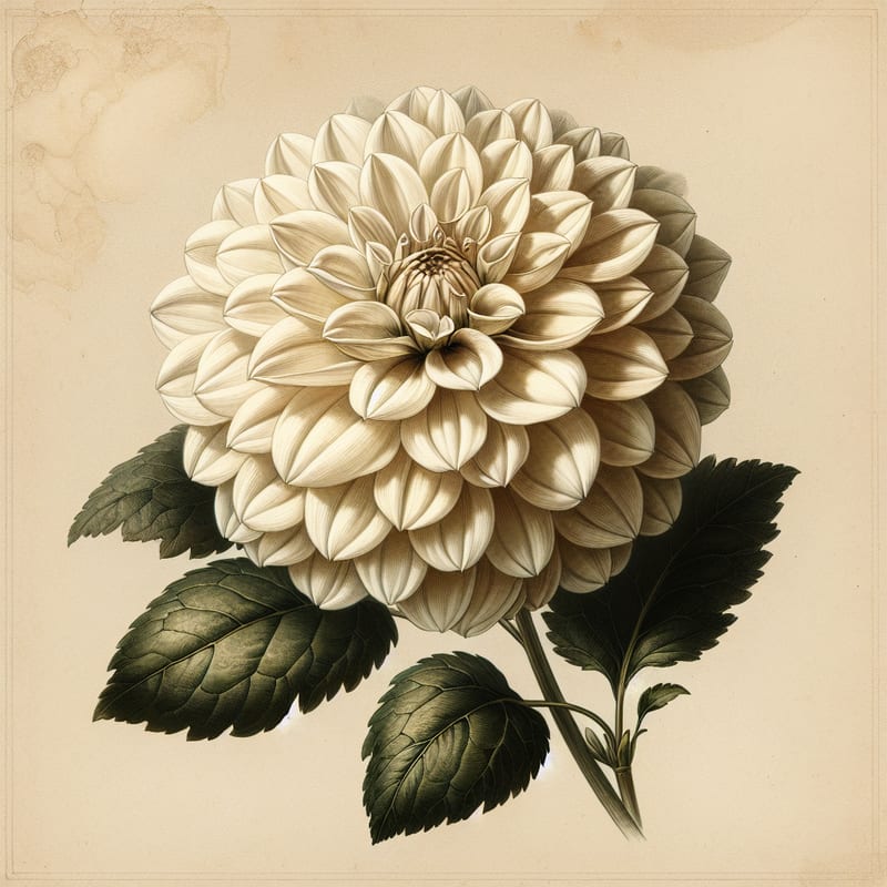 Botanical illustration of Karma Serena dahlia