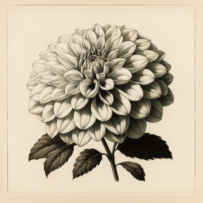 Botanical illustration of Karma Thalia dahlia