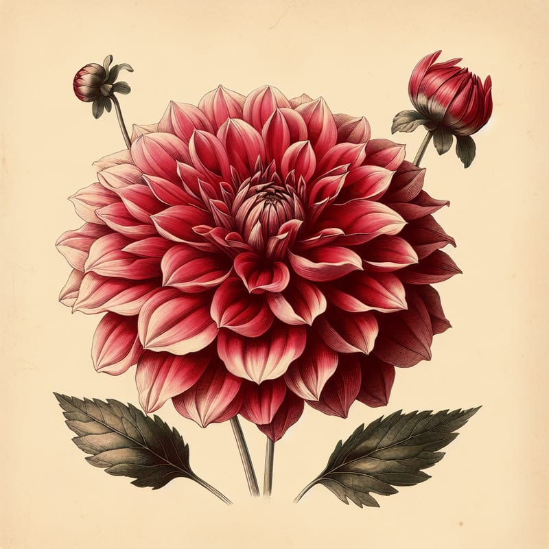Botanical illustration of Mystic Enchantment dahlia