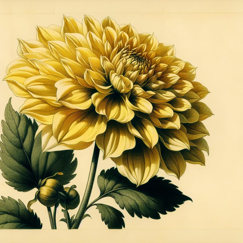 Botanical illustration of Mystic Illusion dahlia