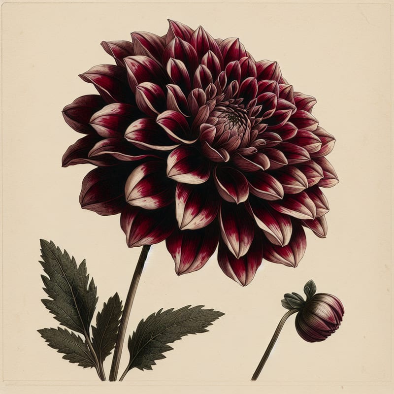 Botanical illustration of Spartacus dahlia