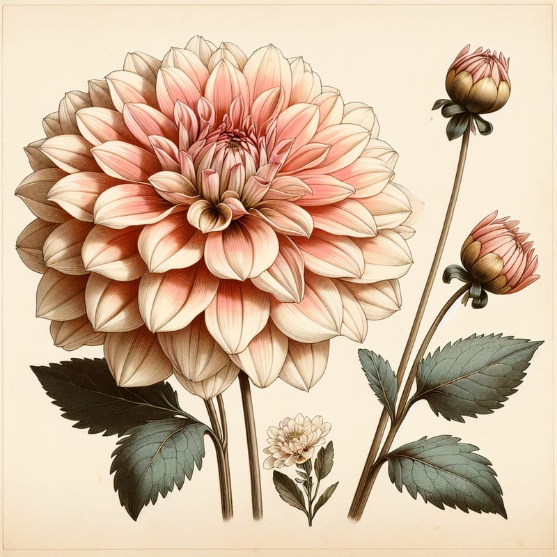 Botanical illustration of Sweet Nathalie dahlia